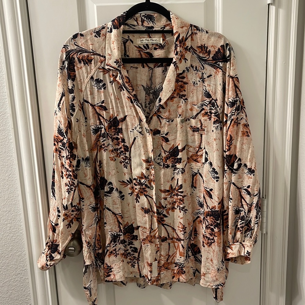Free People Tropical Print Blouse